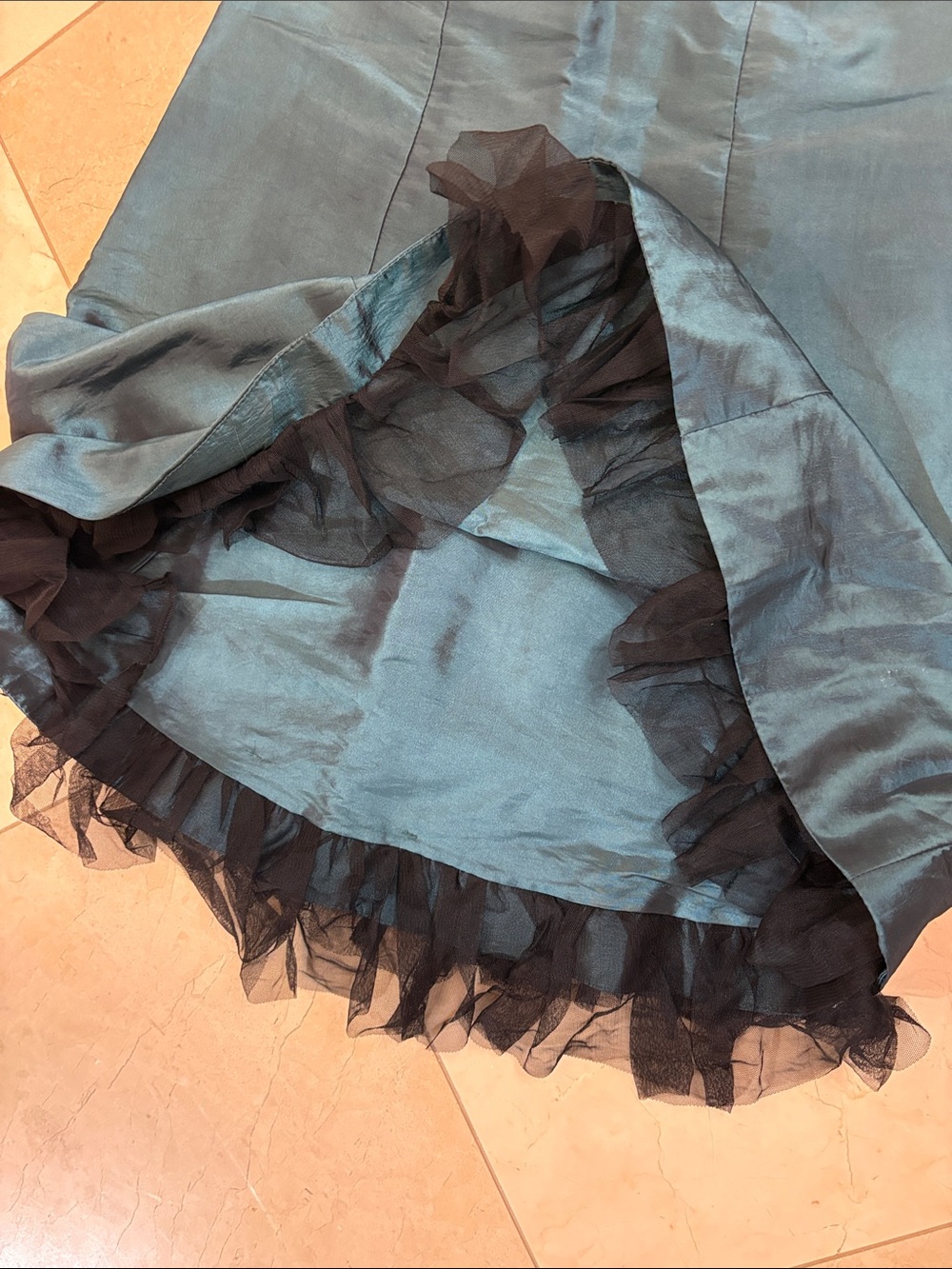 ⭐️ X:S Clothing Metallic Teal Cocktail Dress with Tulle Hem - size Small - Picture 8 of 13